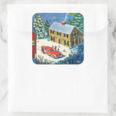 Weihnachts-Winterlandschaft Quadratischer Aufkleber (Tasche)