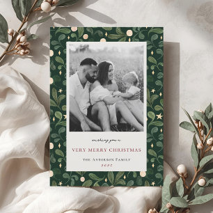 Weihnachts-Winterlaub-Doppelseitige Familienfoto Feiertagskarte