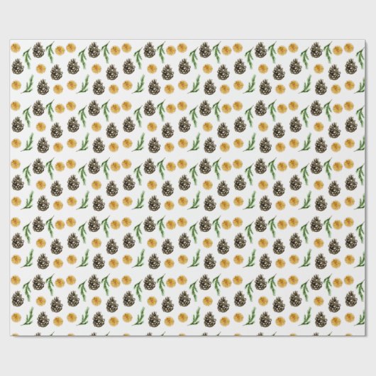 Weihnachts-Winterlemon Slice und Pinecone Geschenkpapier (Flach)