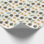 Weihnachts-Winterlemon Slice und Pinecone Geschenkpapier (Ecke)