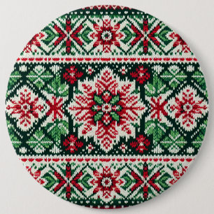 Weihnachts-/Wintermesse Rot & Grün Button