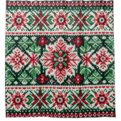 Weihnachts-/Wintermesse Rot & Grün Duschvorhang (Vorderseite)