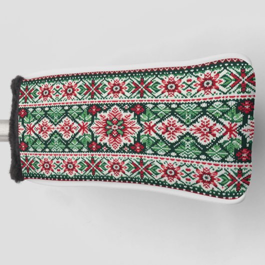 Weihnachts-/Wintermesse Rot & Grün Golf Headcover (Vorderseite)