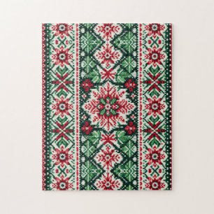 Weihnachts-/Wintermesse Rot & Grün Puzzle