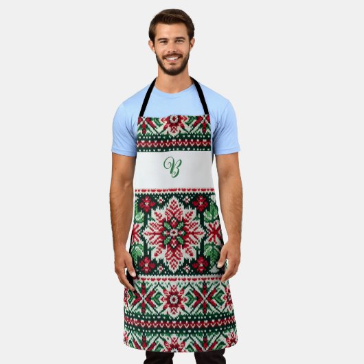 Weihnachts-/Wintermesse Rot & Grün Schürze (Getragen)