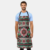 Weihnachts-/Wintermesse Rot & Grün Schürze (Getragen)