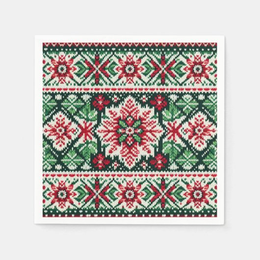 Weihnachts-/Wintermesse Rot & Grün Serviette (Vorderseite)