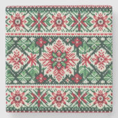 Weihnachts-/Wintermesse Rot & Grün Steinuntersetzer (Vorderseite)