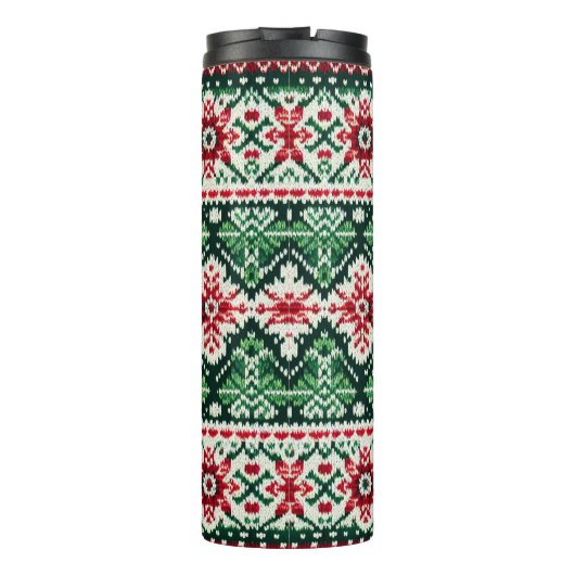 Weihnachts-/Wintermesse Rot & Grün Thermosbecher (Rückseite)