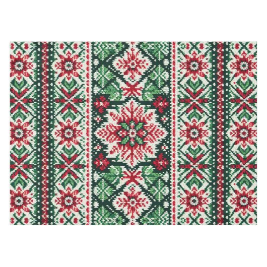Weihnachts-/Wintermesse Rot & Grün Tischdecke (Vorderseite (Horizontal))
