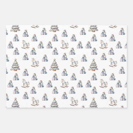 Weihnachts-Wintermuster Geschenkpapier Set (Vorderseite)