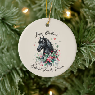 Weihnachts-Winterpferd Keramik Ornament