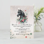 Weihnachts-Winterpferd mit Blume Einladung (Stehend Vorderseite)