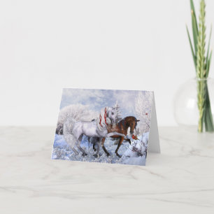 Weihnachts-Winterpferde - Karte