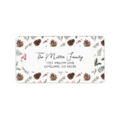 Weihnachts-Winterpine und Holly-Rücksendeadresse Adressaufkleber (Vorne)