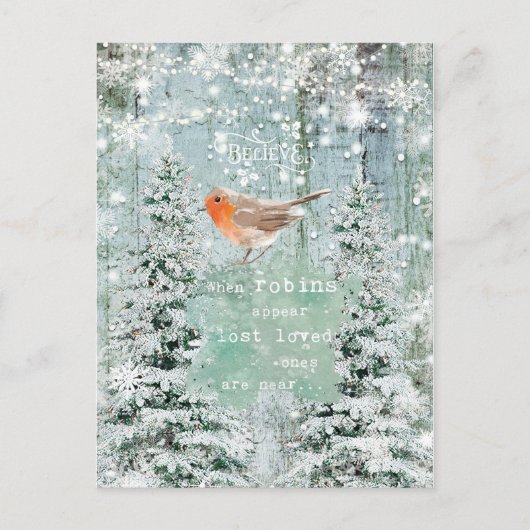 Weihnachts-Winterrobin-Anführungskarte Postkarte (Vorderseite)