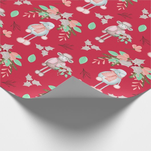 Weihnachts-Winterschaf Geschenkpapier (Ecke)
