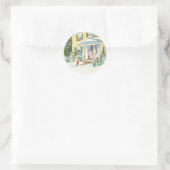 Weihnachts-Winterschnee-Back-Zuhause House Runder Aufkleber (Tasche)