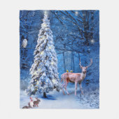Weihnachts Winterschnee bedeckt Baumlichter Fleecedecke (Vorderseite)