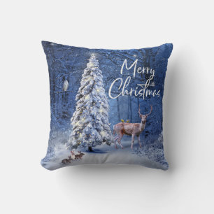 Weihnachts Winterschnee bedeckt Baumlichter Kissen