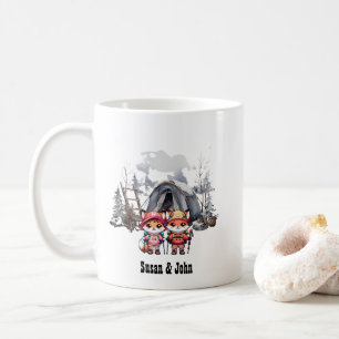 Weihnachts-Winterschnee-Camping neu verheiratet Co Kaffeetasse