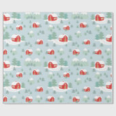 Weihnachts Winterschnee Rote Kabine | Urlaub Geschenkpapier (Flach)