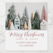 Weihnachts-Winterschneedorf Weinetikett (Einzelnes Label)