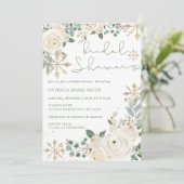 Weihnachts-Winterschneeflocken-Brautparty Einladung (Stehend Vorderseite)