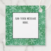 Weihnachts-Winterschneeflocken fallen grün Geschenkanhänger (Rückseite)