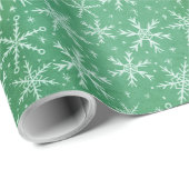 Weihnachts-Winterschneeflocken fallen grün Geschenkpapier (Rolleneckpunkt)
