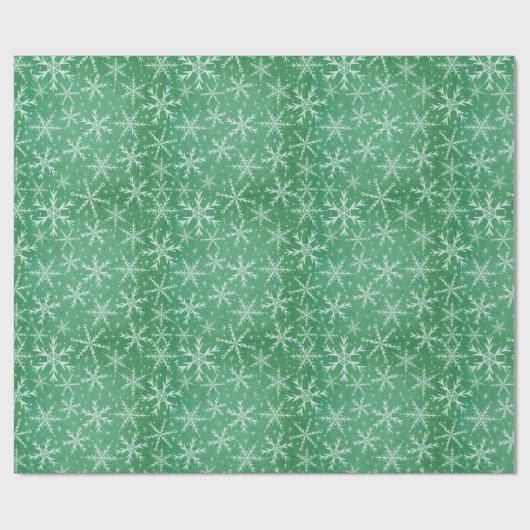 Weihnachts-Winterschneeflocken fallen grün Geschenkpapier (Flach)