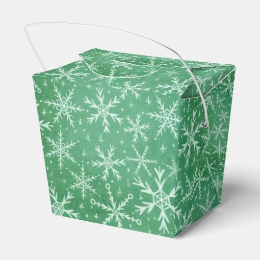 Weihnachts-Winterschneeflocken fallen grün Geschenkschachtel (Rückseite)