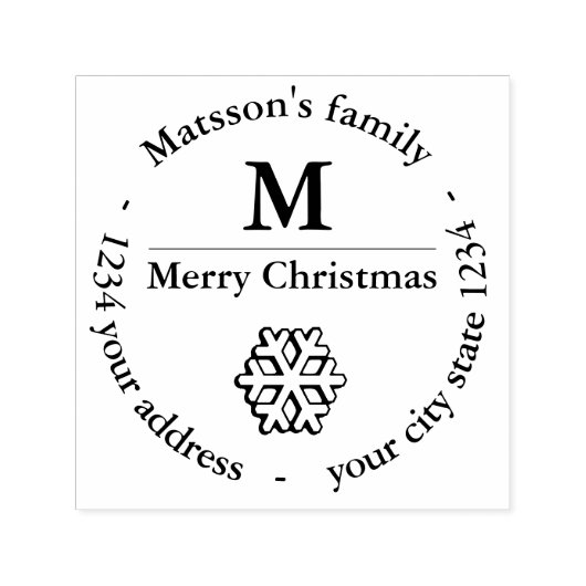 Weihnachts-Winterschneeflocken Monogramm Permastempel (Design)