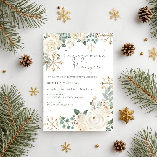 Weihnachts-Winterschneeflocken-Verlobung Einladung