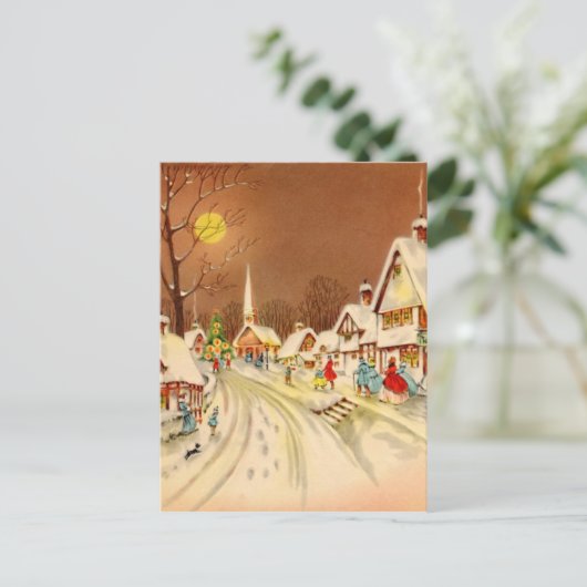 Weihnachts-Winterschneestadt Feiertagspostkarte (Stehend Vorderseite)