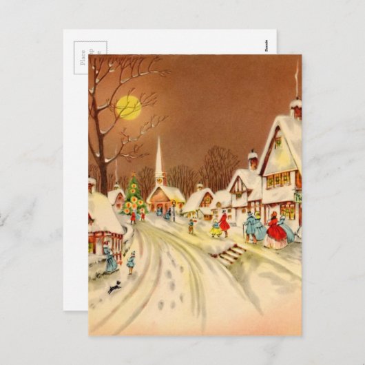 Weihnachts-Winterschneestadt Feiertagspostkarte (Vorne/Hinten)