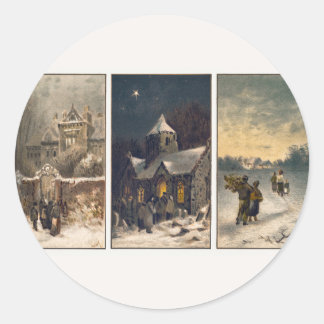 Weihnachts-Winterszenen (1865-1899) Runder Aufkleber