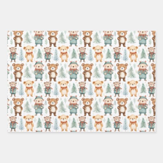 Weihnachts-Wintertiere in Sweaters Geschenkpapier Set (Vorderseite 2)