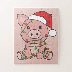 Weihnachts-Wintertiere Schwein Jigsaw Puzzle