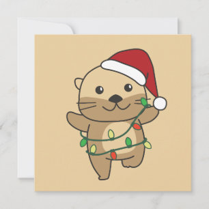 Weihnachts Wintertiere Weihnachtsfeiertage Otters Feiertagskarte