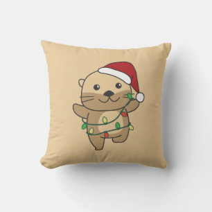 Weihnachts Wintertiere Weihnachtsfeiertage Otters Kissen