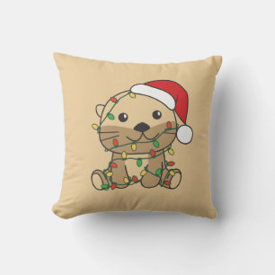 Weihnachts Wintertiere Weihnachtsfeiertage Otters Kissen
