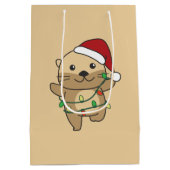 Weihnachts Wintertiere Weihnachtsfeiertage Otters Mittlere Geschenktüte (Rückseite)