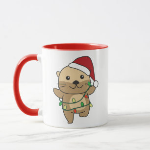 Weihnachts Wintertiere Weihnachtsfeiertage Otters Tasse