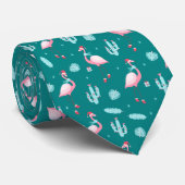 Weihnachts-Winterurlaub Flamingos & Cactus Krawatte (Gerollt)