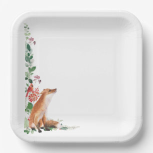 Weihnachts Winterurlaub Fuchs Roter Kardinal Pappteller