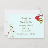 Weihnachts-Wintervögel Hochzeit retten Datum Einladung (Rückseite)