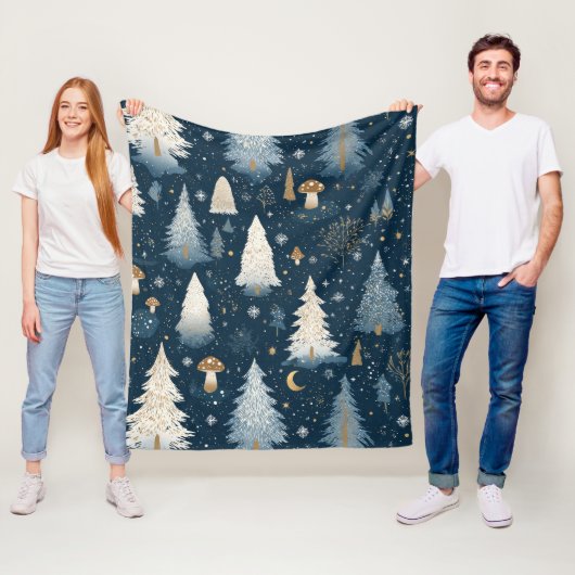 Weihnachts-Winterwald-Tannenbaum-Muster Fleecedecke (Beispiel)