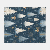 Weihnachts-Winterwald-Tannenbaum-Muster Fleecedecke (Vorderseite (Horizontal))