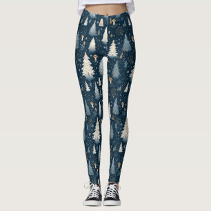 Weihnachts-Winterwald-Tannenbaum-Muster Leggings